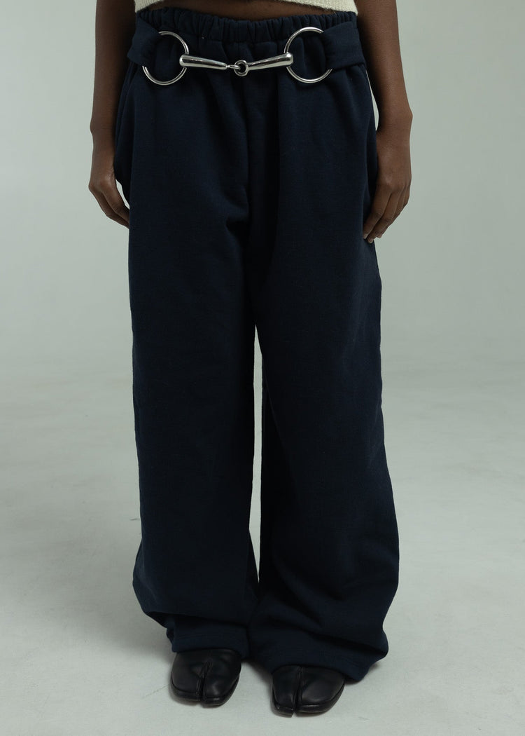 Model wearing midnight pants from the front