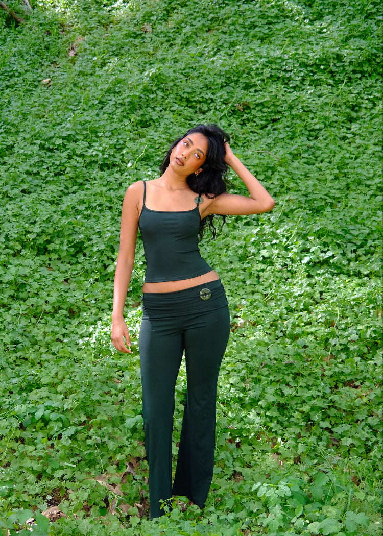 Model wearing scarab pants