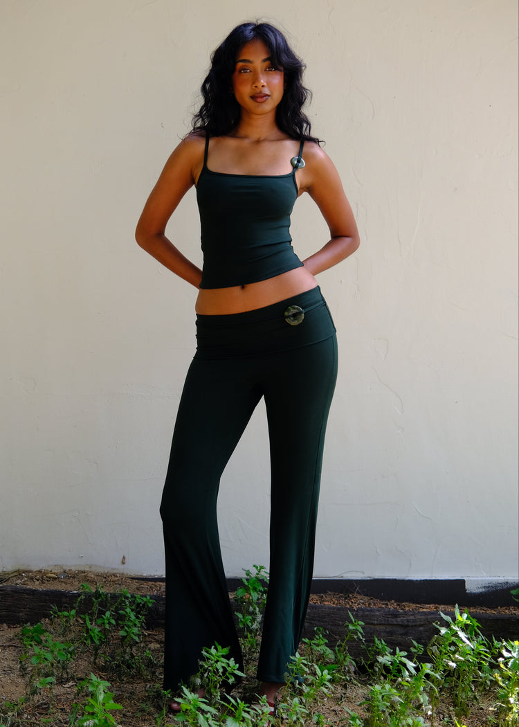 Model wearing scarab pants