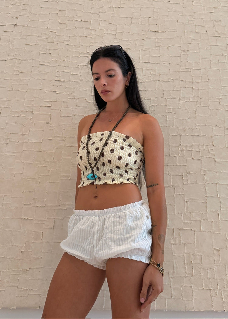 model wearing magic tube top henna dot 