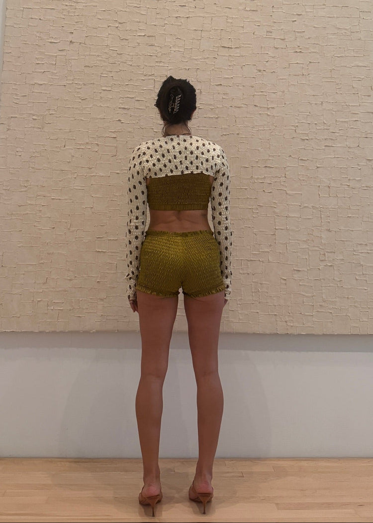 model wearing henna dot bolero main photo