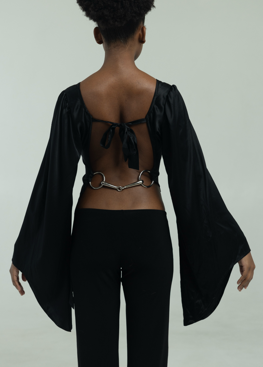 Model in black top, main photo