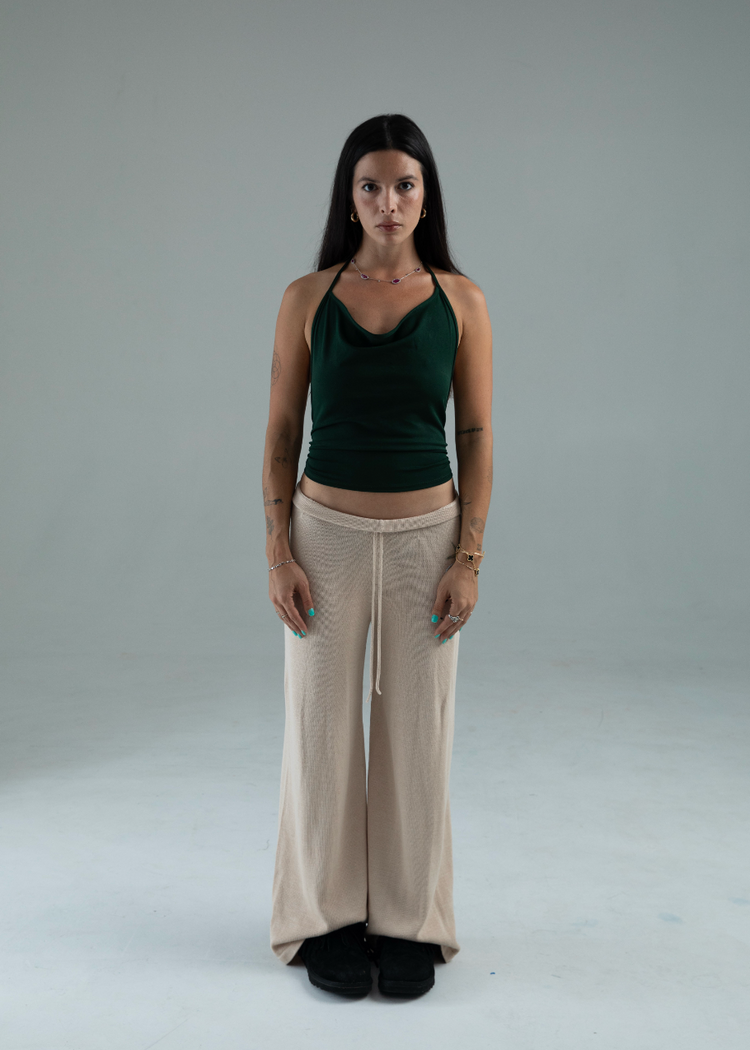 Model in Bit Top in scarab from the front