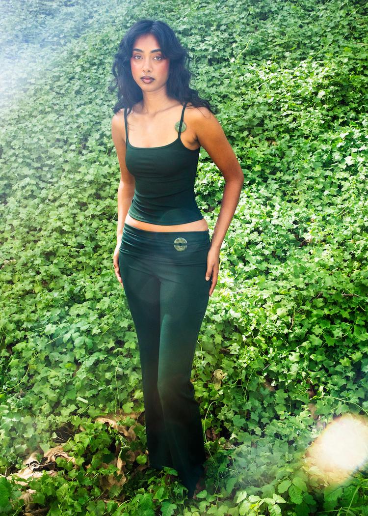 Model wearing scarab pants